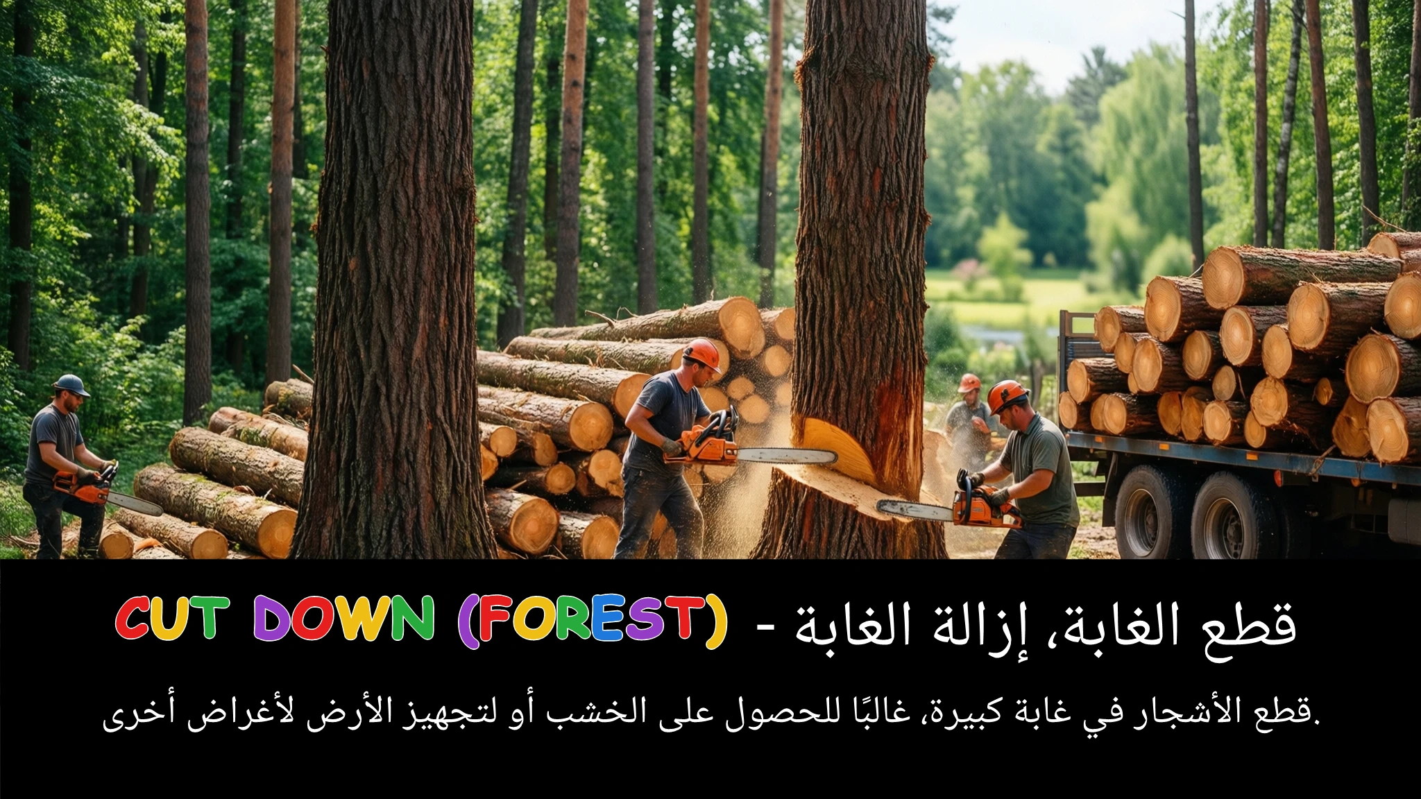 Arabic Illustration for cut down (forest)